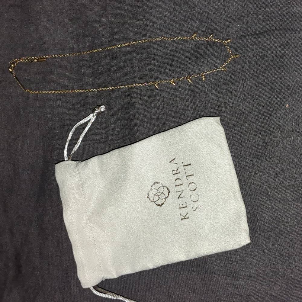 Kendra Scott gold Addison Spike chain necklace and dust bag